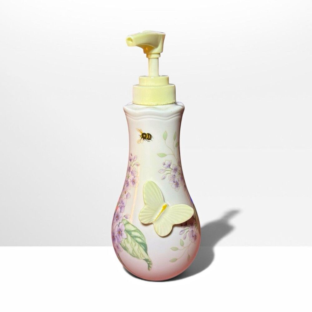 Lenox Butterfly Meadow Ceramic Refillable Soap Dispenser Pump, Floral Butterfly